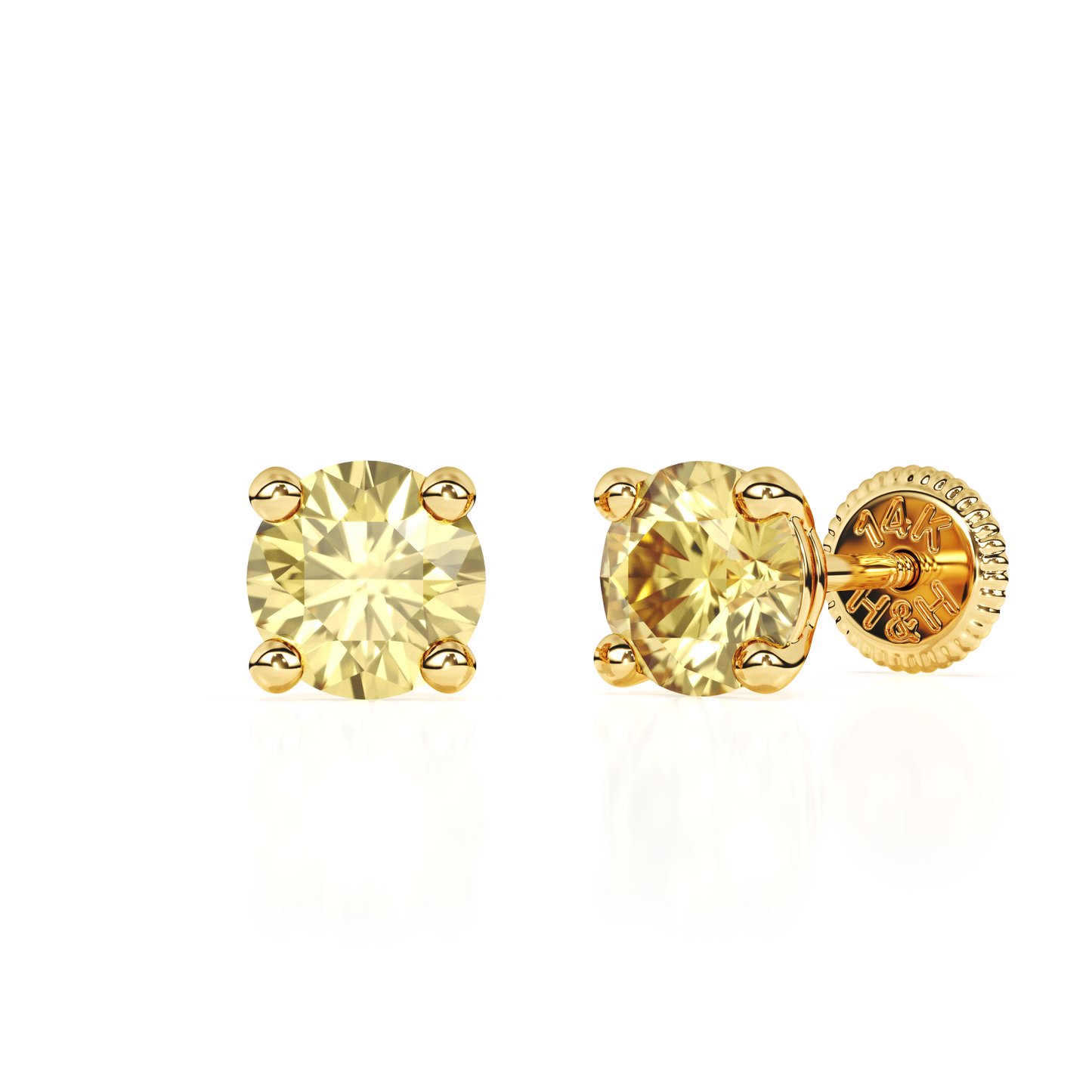November Birthstone, 4mm Swarovski Crystal Stud Earrings - Solid 14K Gold, Screw Back, for Babies & Children