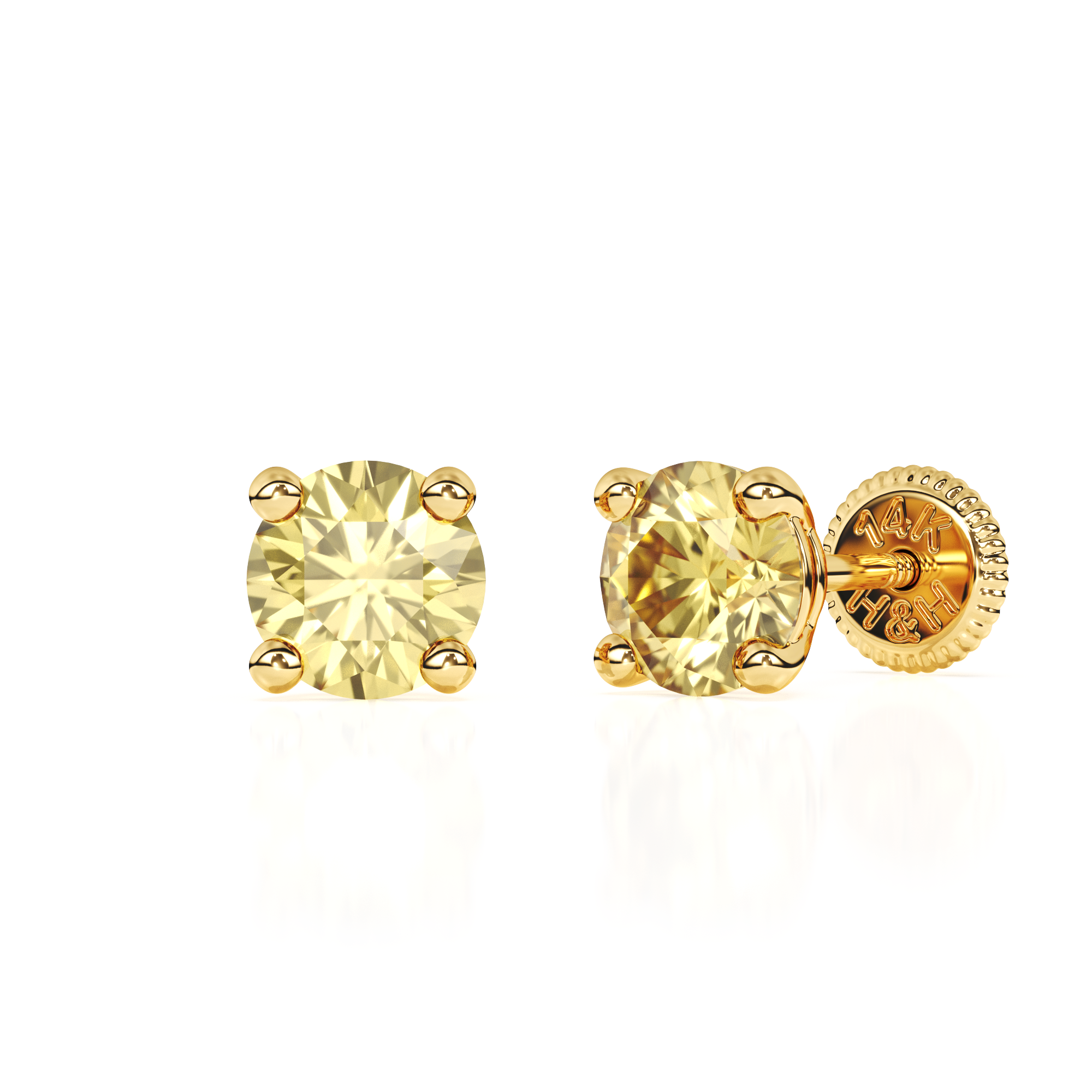 November Birthstone, 4mm Swarovski Crystal Stud Earrings - Solid 14K Gold, Screw Back, for Babies & Children