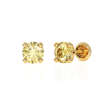 November Birthstone, 4mm Swarovski Crystal Stud Earrings - Solid 14K Gold, Screw Back, for Babies & Children