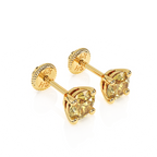 November Birthstone, 4mm Swarovski Crystal Stud Earrings - Solid 14K Gold, Screw Back, for Babies & Children