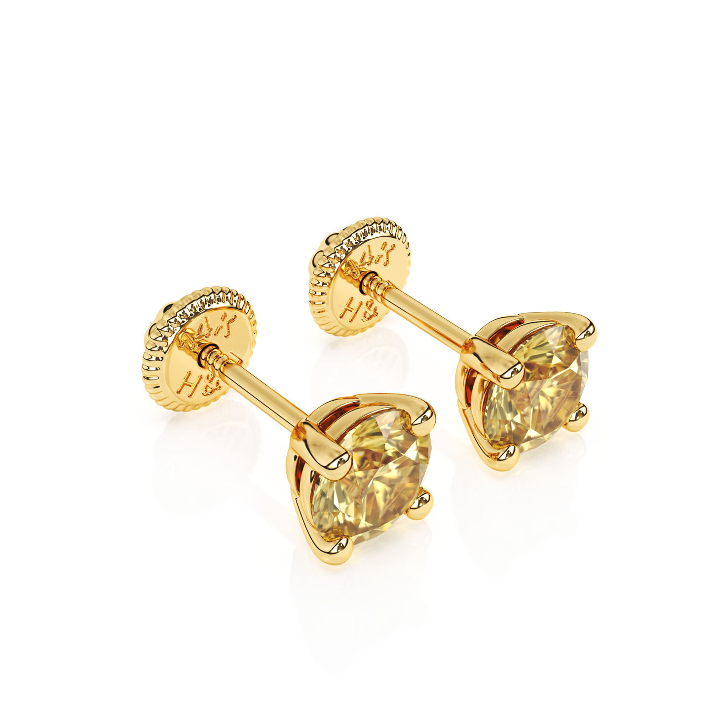 November Birthstone, 4mm Swarovski Crystal Stud Earrings - Solid 14K Gold, Screw Back, for Babies & Children