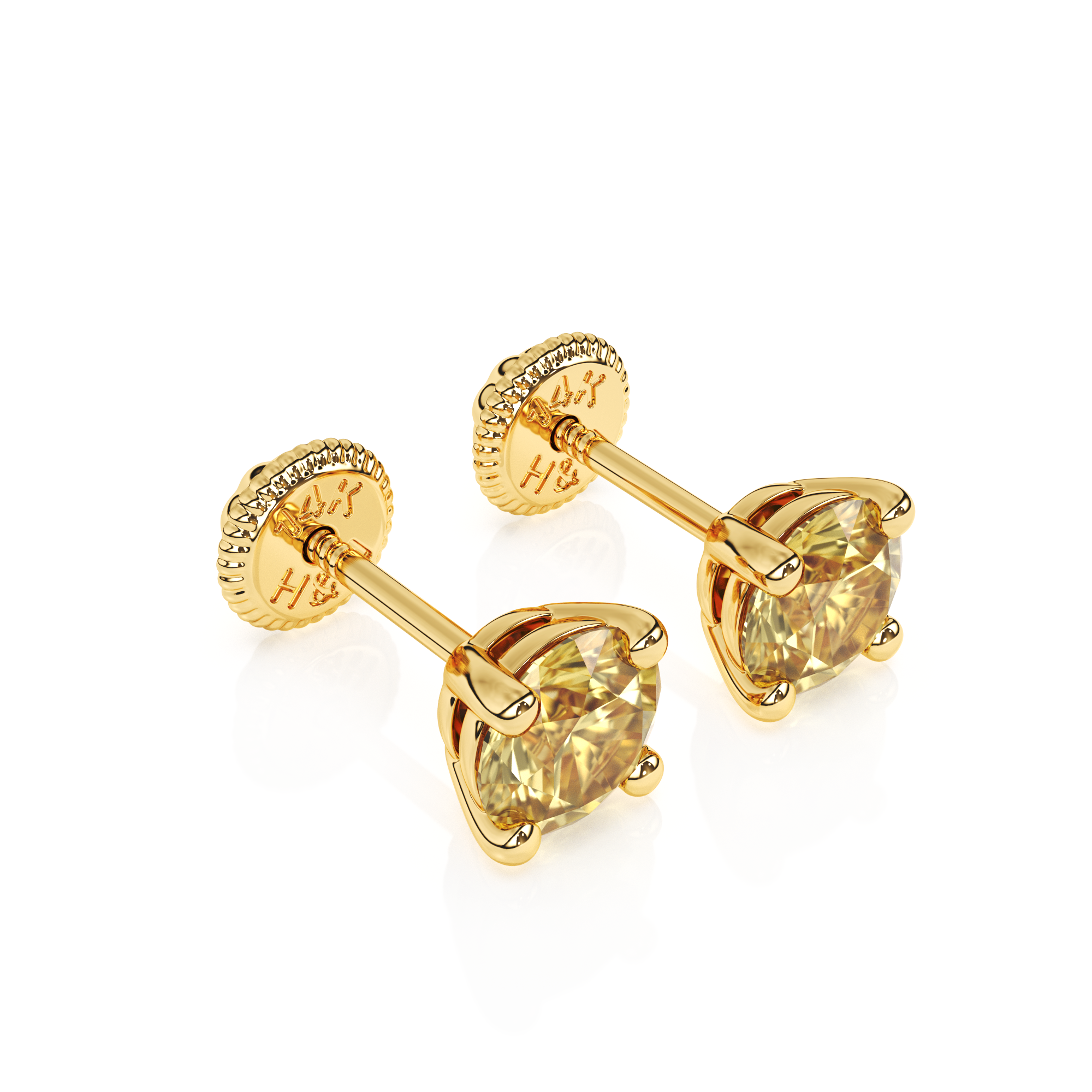 November Birthstone, 4mm Swarovski Crystal Stud Earrings - Solid 14K Gold, Screw Back, for Babies & Children