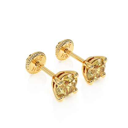 November Birthstone, 4mm Swarovski Crystal Stud Earrings - Solid 14K Gold, Screw Back, for Babies & Children