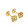 November Birthstone, 4mm Swarovski Crystal Stud Earrings - Solid 14K Gold, Screw Back, for Babies & Children