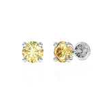 Swarovski November birthstone stud earrings in white gold with screwback post.