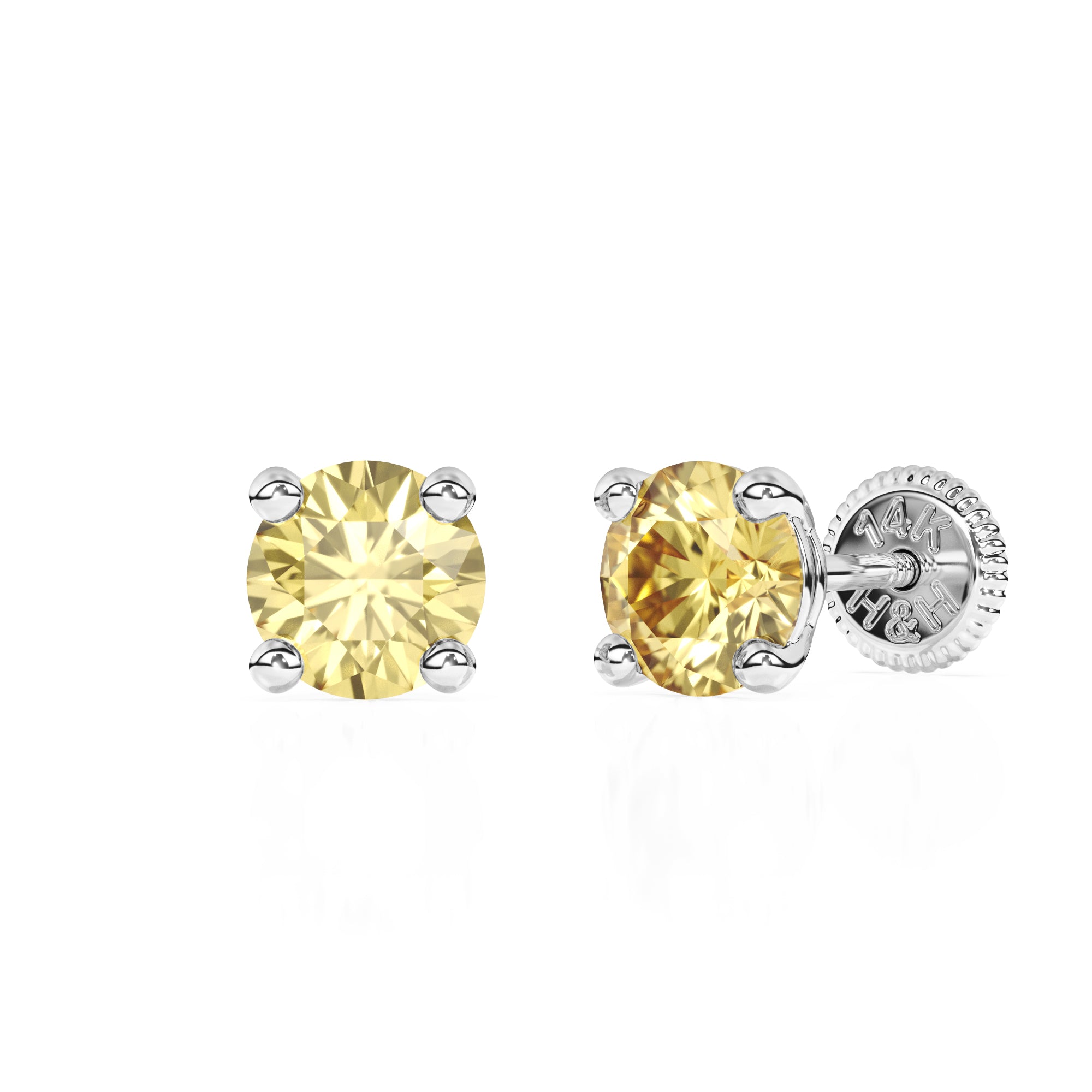 Swarovski November birthstone stud earrings in white gold with screwback post.