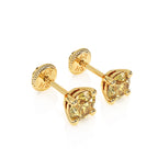 Swarovski November birthstone stud earrings in yellow gold with screwback post.