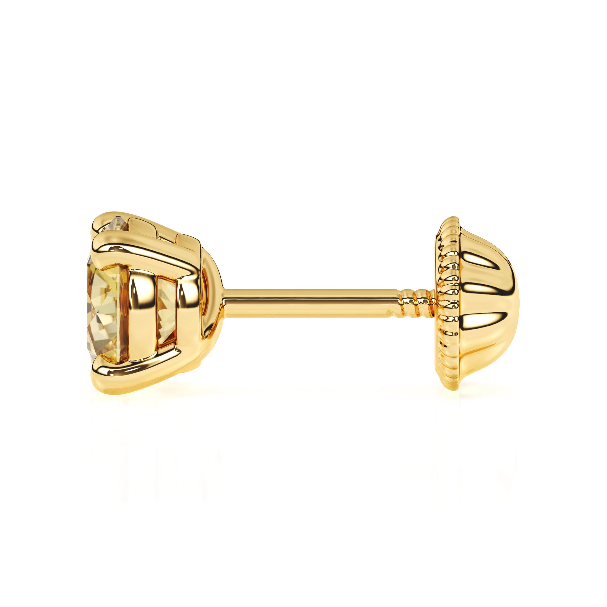 Swarovski November birthstone stud earrings in yellow gold with screwback post.