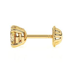 Swarovski November birthstone stud earrings in yellow gold with screwback post.