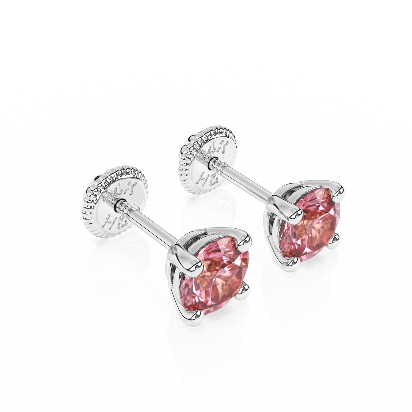 October Birthstone, 4mm Swarovski Crystal Stud Earrings - Solid 14K White Gold, Screw Back, for Babies & Children