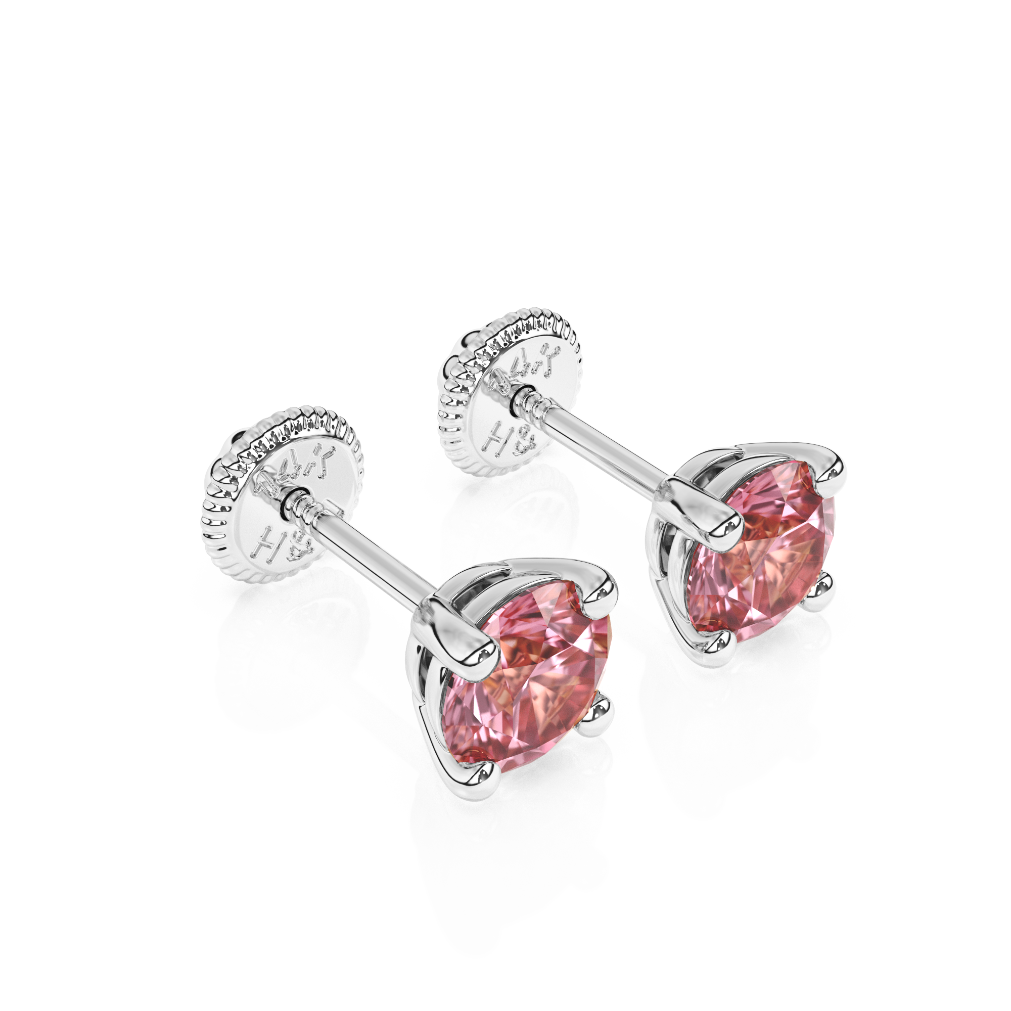 October Birthstone, 4mm Swarovski Crystal Stud Earrings - Solid 14K White Gold, Screw Back, for Babies & Children