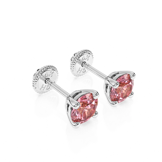 October Birthstone, 4mm Swarovski Crystal Stud Earrings - Solid 14K White Gold, Screw Back, for Babies & Children