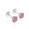 October Birthstone, 4mm Swarovski Crystal Stud Earrings - Solid 14K White Gold, Screw Back, for Babies & Children