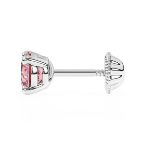 October Birthstone, 4mm Swarovski Crystal Stud Earrings - Solid 14K White Gold, Screw Back, for Babies & Children
