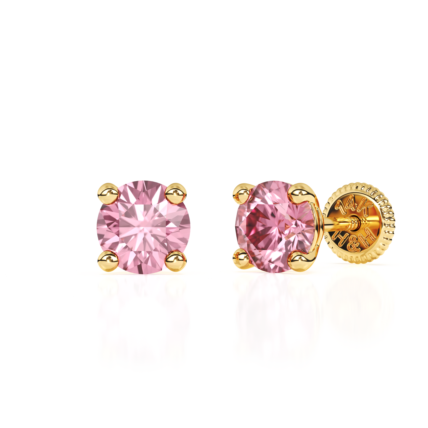 October Birthstone, 4mm Swarovski Crystal Stud Earrings - Solid 14K Gold, Screw Back, for Babies & Children