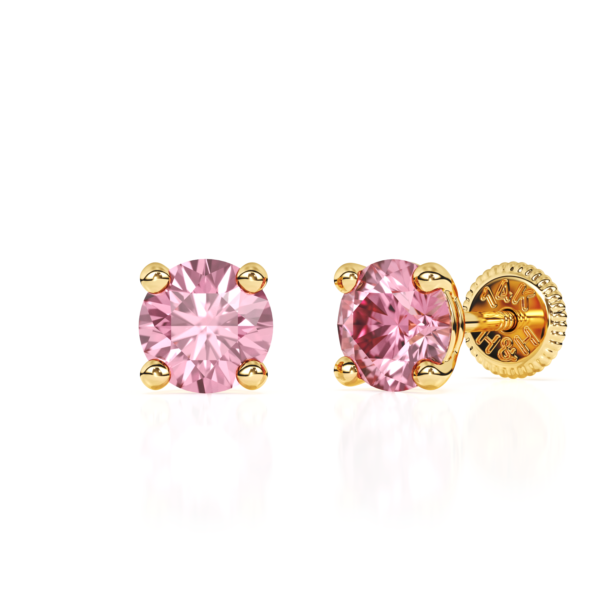October Birthstone, 4mm Swarovski Crystal Stud Earrings - Solid 14K Gold, Screw Back, for Babies & Children