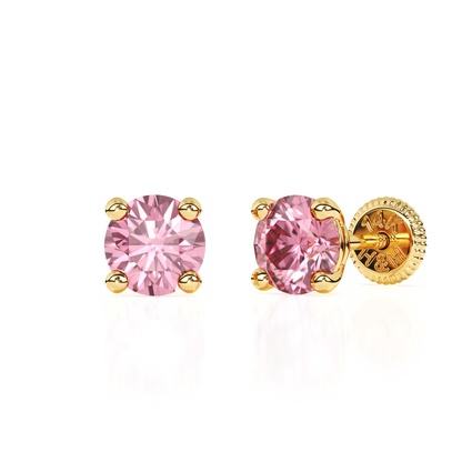 October Birthstone, 4mm Swarovski Crystal Stud Earrings - Solid 14K Gold, Screw Back, for Babies & Children