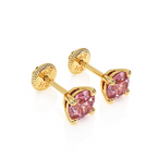 October Birthstone, 4mm Swarovski Crystal Stud Earrings - Solid 14K Gold, Screw Back, for Babies & Children