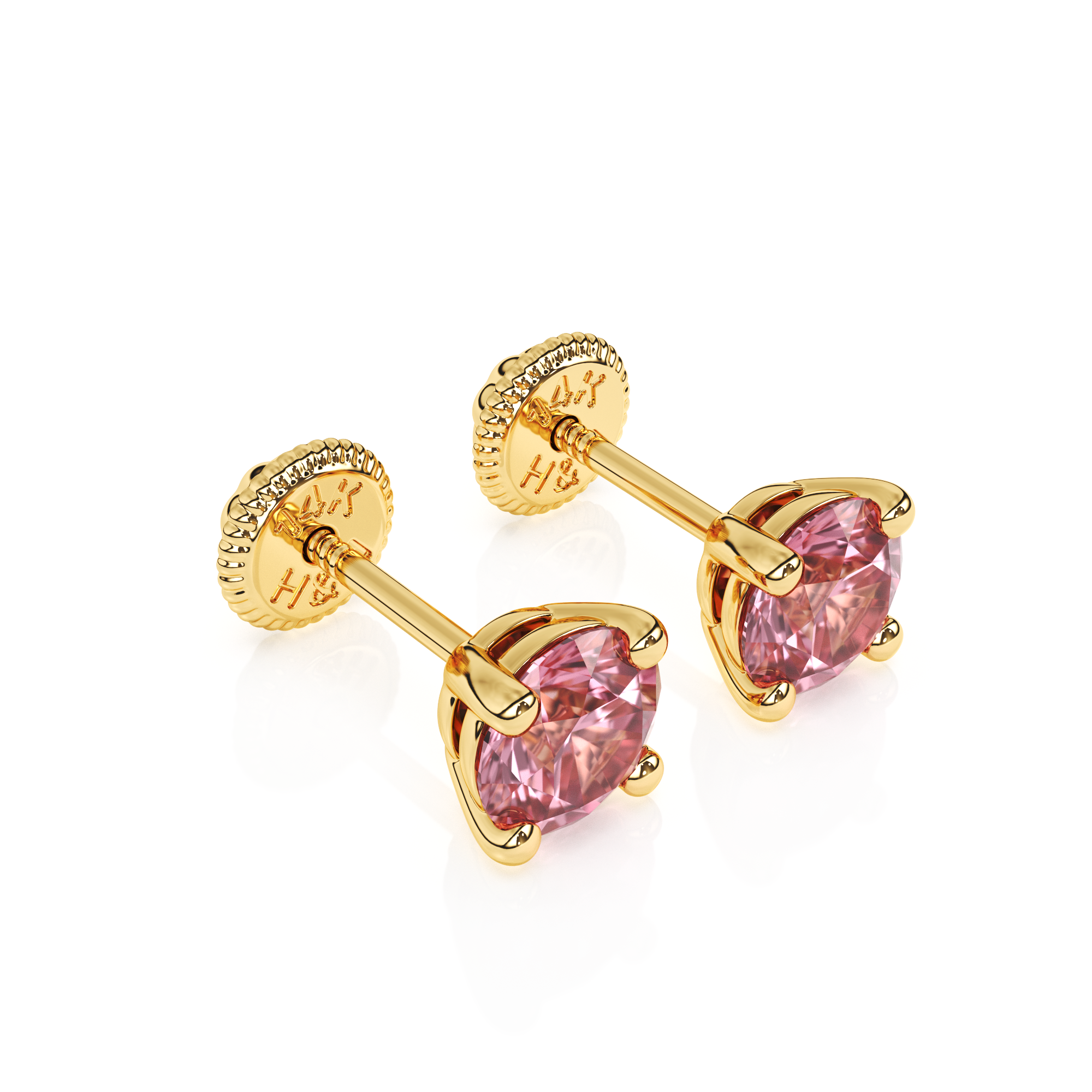 October Birthstone, 4mm Swarovski Crystal Stud Earrings - Solid 14K Gold, Screw Back, for Babies & Children