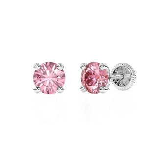 Swarovski October birthstone stud earrings in white gold with screwback post.