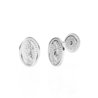 Our Lady of Guadalupe Stud Earrings - Solid 14K White Gold, Screw Back, for Babies & Children