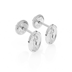 Our Lady of Guadalupe Stud Earrings - Solid 14K White Gold, Screw Back, for Babies & Children