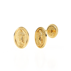 Our Lady of Guadalupe Stud Earrings - Solid 14K Gold, Screw Back, for Babies & Children