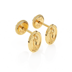 Our Lady of Guadalupe Stud Earrings - Solid 14K Gold, Screw Back, for Babies & Children