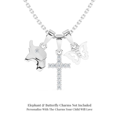Pave Cross Charm Necklace "Design Your Own"-Children's Necklace1