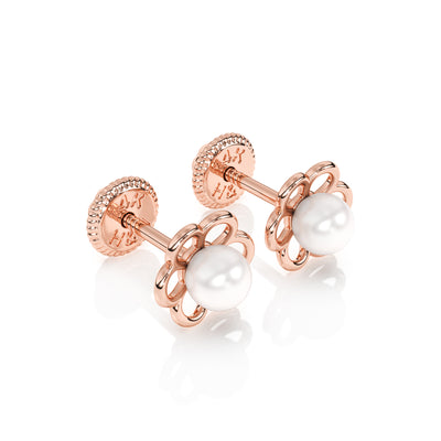 Petals and Pearls, AAA-Pearl Stud Earrings1