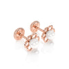 Petals and Pearls, AAA-Pearl Stud Earrings - Solid 14K Rose Gold, Screw Back, for Babies & Children