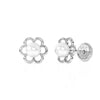 Pétalos y Perlas, Aretes de Perla AAA - Oro Blanco Sólido de 14 K, Cierre de Rosca, para Bebés y Niños