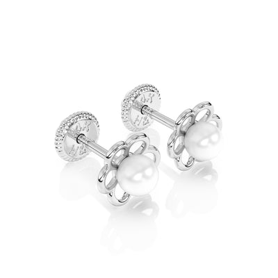 Petals and Pearls, AAA-Pearl Stud Earrings1
