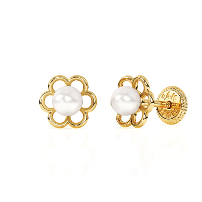 Petals and Pearls, AAA-Pearl Stud Earrings5