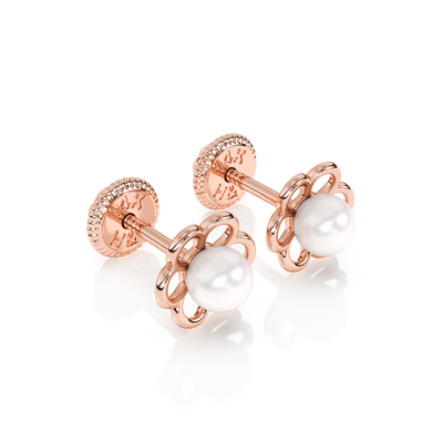 Petals and Pearls, AAA-Pearl Stud Earrings1