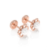 Petals and Pearls, AAA-Pearl Stud Earrings - Solid 14K Rose Gold, Screw Back, for Babies & Children
