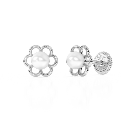 Petals and Pearls, AAA-Pearl Stud Earrings5