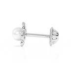 Petals and Pearls, AAA-Pearl Stud Earrings - Solid 14K White Gold, Screw Back, for Babies & Children