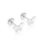 Petite Butterfly, Stud Earrings - Solid 14K White Gold, Screw Back, for Babies & Children