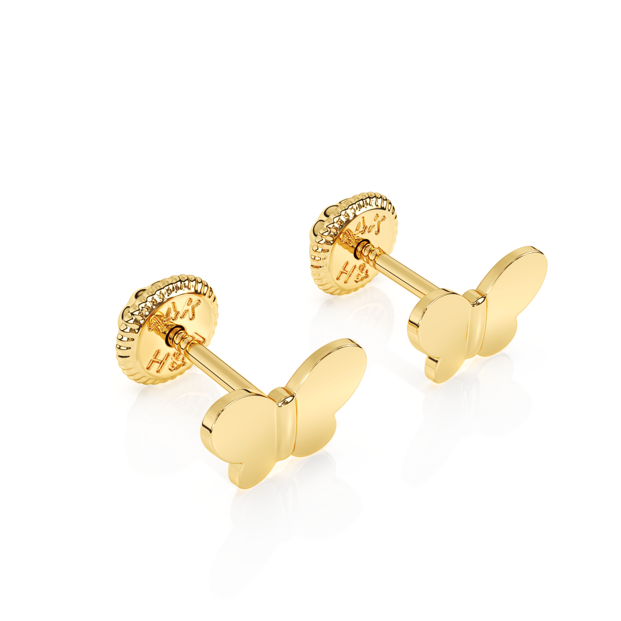 Petite Butterfly, Stud Earrings - Solid 14K Gold, Screw Back, for Babies & Children