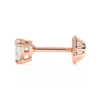 Petite Heart, Clear Heart CZ, Stud Earrings - Solid 14K Rose Gold, Screw Back, for Babies & Children