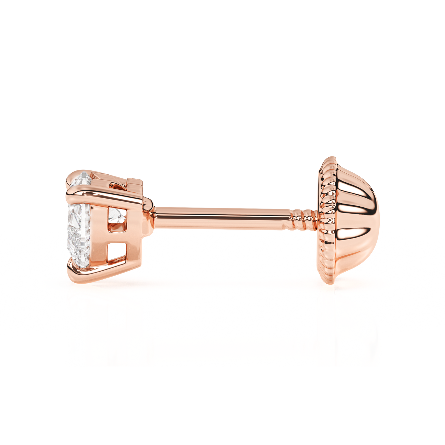 Petite Heart, Clear Heart CZ, Stud Earrings - Solid 14K Rose Gold, Screw Back, for Babies & Children