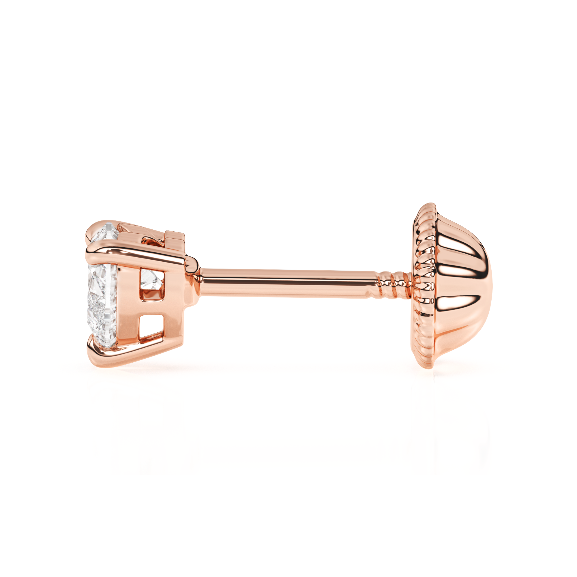 Petite Heart, Clear Heart CZ, Stud Earrings - Solid 14K Rose Gold, Screw Back, for Babies & Children