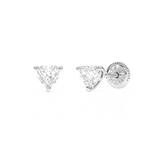 Petite Heart, Clear Heart CZ, Stud Earrings - Solid 14K White Gold, Screw Back, for Babies & Children