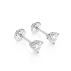 Petite Heart, Clear Heart CZ, Stud Earrings - Solid 14K White Gold, Screw Back, for Babies & Children