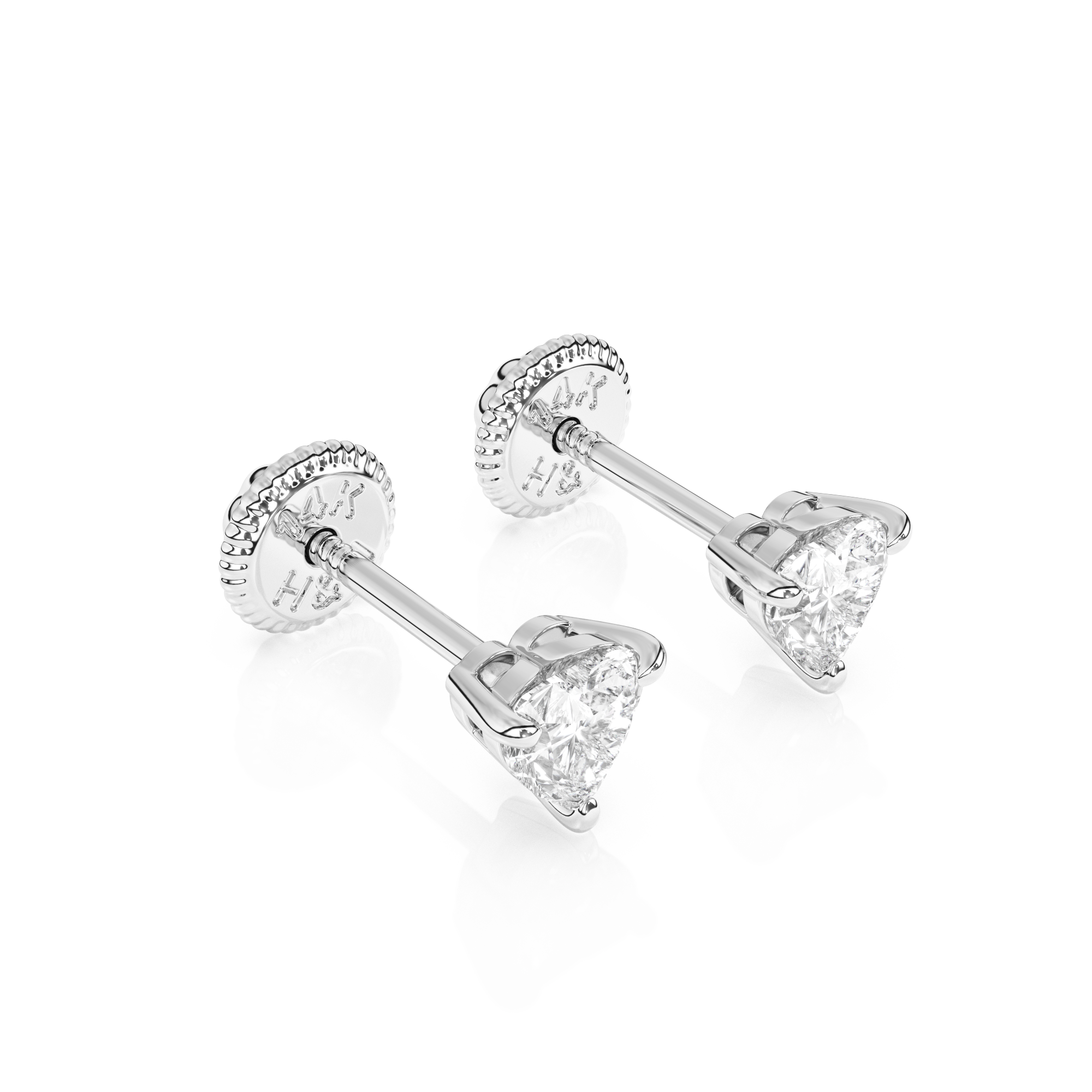 Petite Heart, Clear Heart CZ, Stud Earrings - Solid 14K White Gold, Screw Back, for Babies & Children