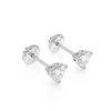 Petite Heart, Clear Heart CZ, Stud Earrings - Solid 14K White Gold, Screw Back, for Babies & Children