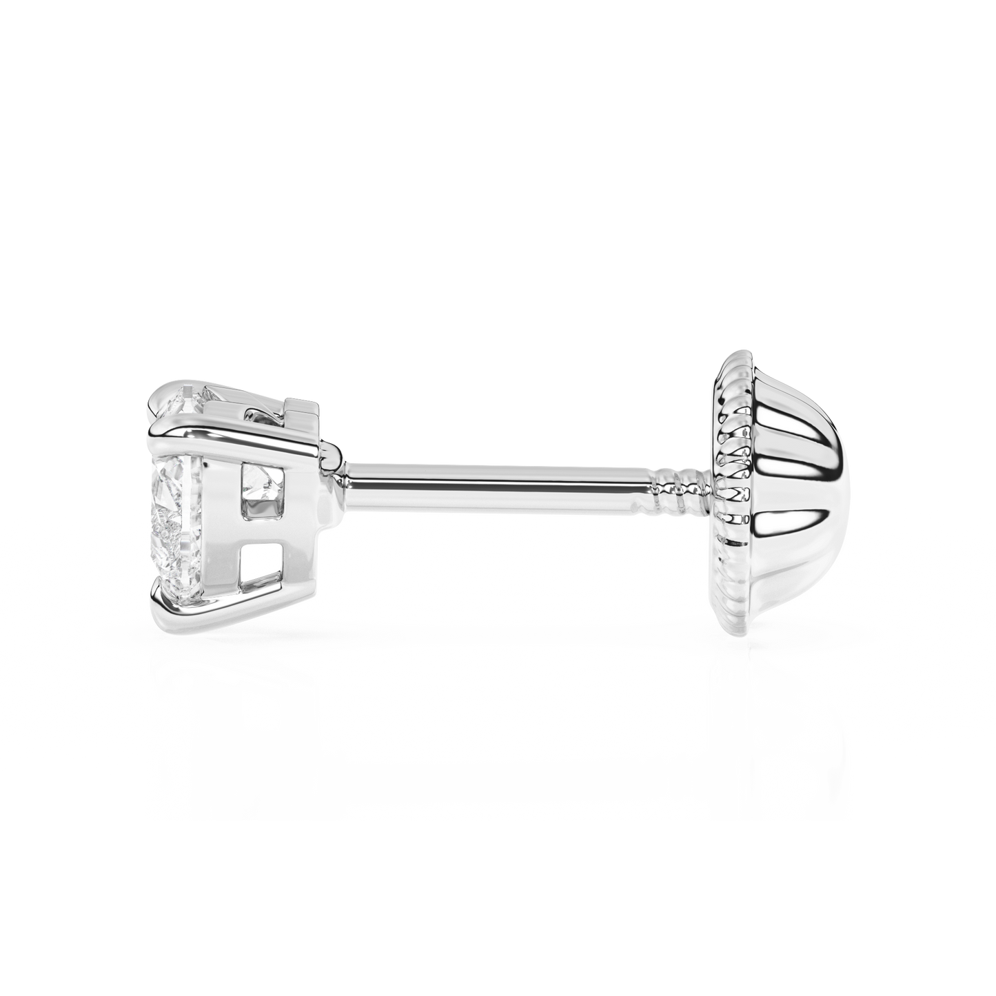 Petite Heart, Clear Heart CZ, Stud Earrings - Solid 14K White Gold, Screw Back, for Babies & Children