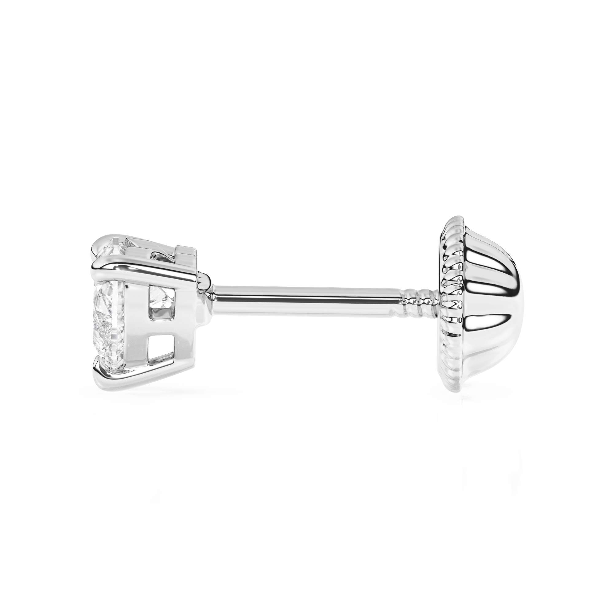 Petite Heart, Clear Heart CZ, Stud Earrings - Solid 14K White Gold, Screw Back, for Babies & Children