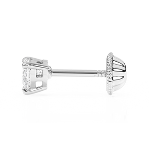 Petite Heart, Clear Heart CZ, Stud Earrings - Solid 14K White Gold, Screw Back, for Babies & Children